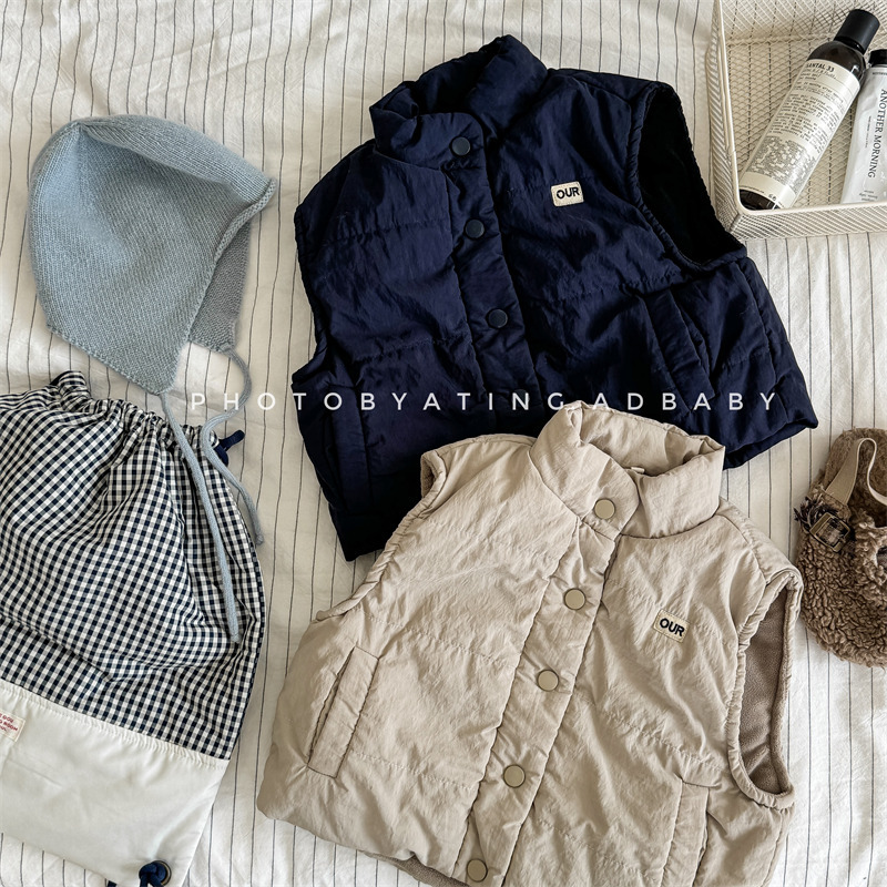 2024童装秋冬装儿童韩版刺绣绗棉马甲男童女童冬款衣服外套 5617