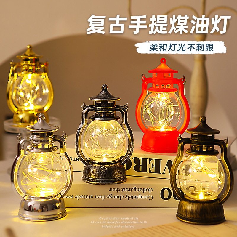 跨境复古小马灯小夜灯创意手提LED煤油灯跨境圣诞节装饰礼品摆件