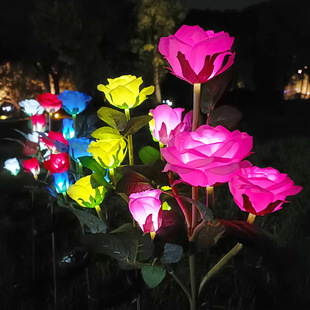 led玫瑰花地插灯户外防水氛围感花灯公园广场亮化工程插电草坪灯