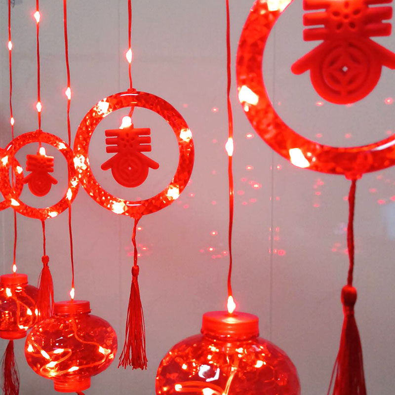 新年发光灯笼新款大红灯笼挂饰新年led灯春节阳台户外装饰品布置
