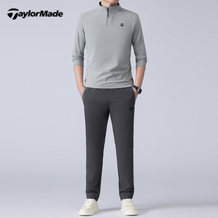 Taylormade泰勒梅高尔夫男士长袖T恤户外运动休闲立领德绒套装男