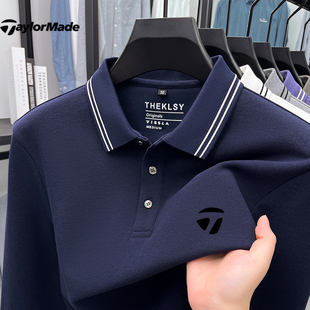 Taylormade泰勒梅高尔夫男士长袖纯棉T恤休闲户外运动polo衫上衣