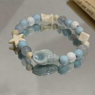 陶瓷海螺手串景德镇陶瓷手链轻奢小众ins风手链情侣闺蜜礼物手饰