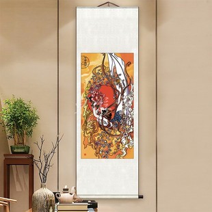 丝绸国画剪纸卷轴：当代工笔画家华三川之《天女散花》，外事礼物