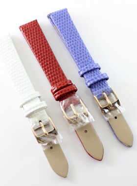 KINGTIS精铁时6014L原装手表带14mm酒红色蓝色白色6014真皮手表带