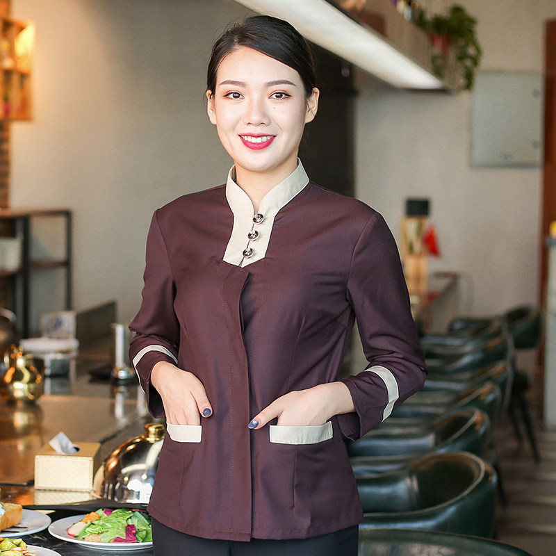 餐饮店奶茶店茶楼餐厅宾馆物业保洁工作服女长袖短袖套装工服定制