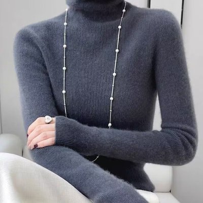 高领纯山羊绒衫女100纯羊绒打底衫修身毛衣女秋冬内搭