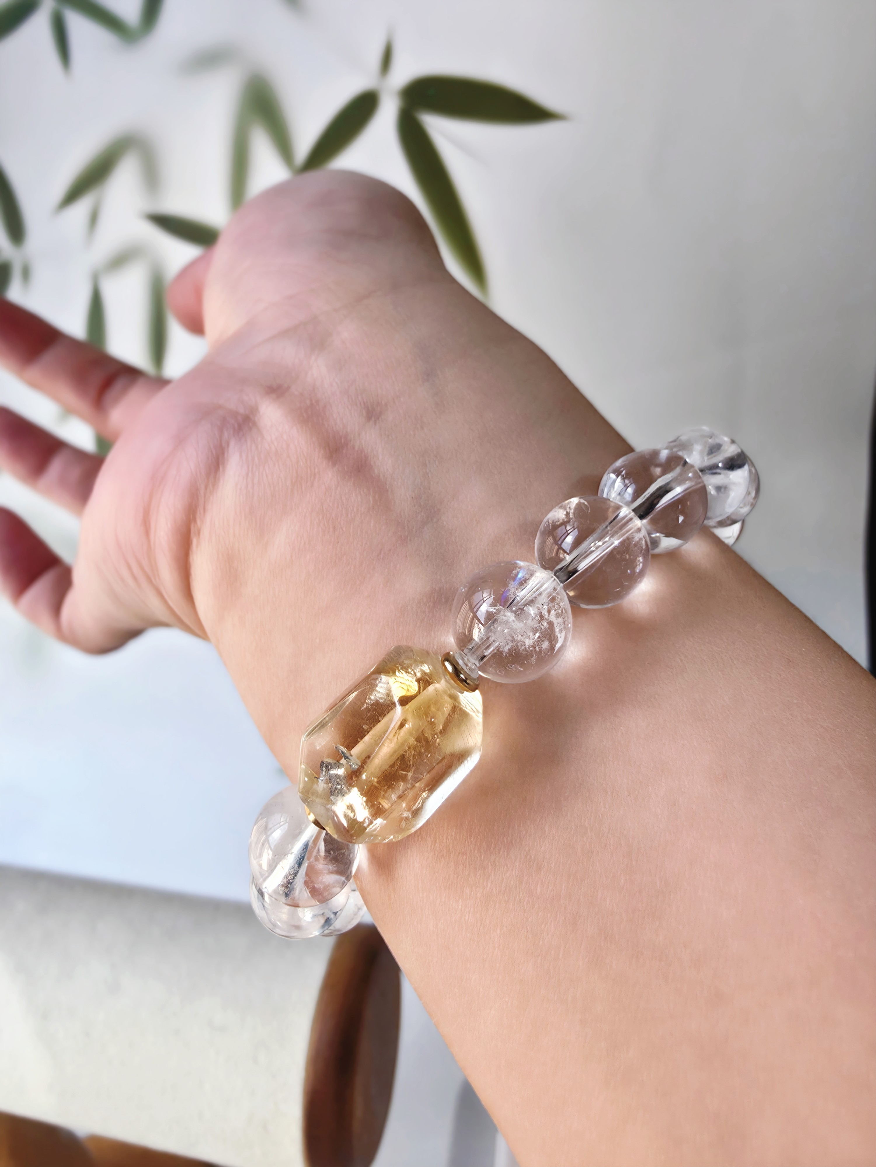 金澈·白水晶黄水晶随形手串清透简约多宝手链女日常配饰高级显白