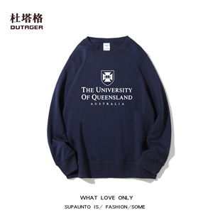 澳洲昆士兰大学QUEENSLAND休闲纯棉卫衣圆领宽松男女情侣装纯棉