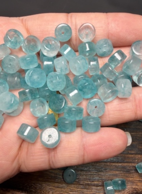 10x5mm浅蓝色玉石平安扣算盘珠浅红色隔珠隔片车轮珠DIY饰品配件