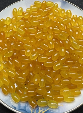 高冰黄色米珠转运珠批发玉石饰品 diy配饰手链项链串珠散珠批发