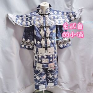 新款儿童扎染牛角男童少数民族服装旅拍舞蹈演出六一三月三男孩款