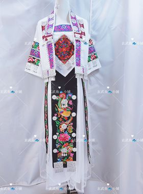 新款苗族盛装白色套装贵州苗族服饰女土家族歌手舞台演出旅拍全套