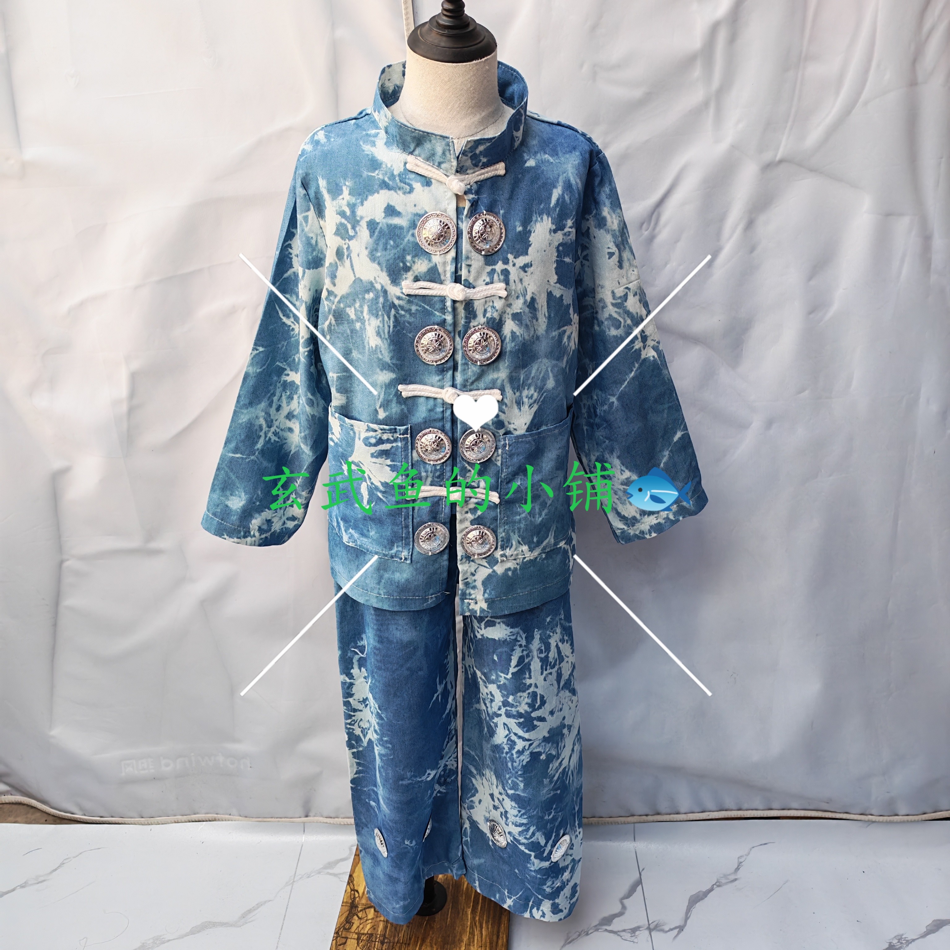 苗族服装男童装蓝色扎染外套少数民族服饰云南千古苗寨旅拍演出服