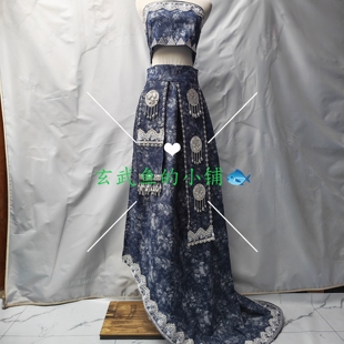 扎染拖地裙服装女成人少数民族服饰云南千古苗寨旅拍舞蹈演出服