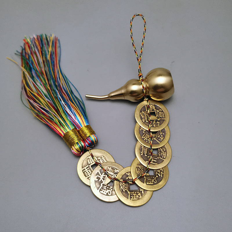 五帝钱开口铜葫芦挂件六七八九十帝钱门对门五黄二黑金线五色线化,家居饰品,其他工艺饰品,淘宝优惠券,粉丝福利购,淘宝优惠卷