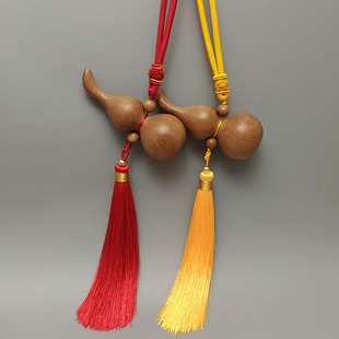 天然老桃木大葫芦挂件中式家居饰品挂件黄绳红绳挂饰