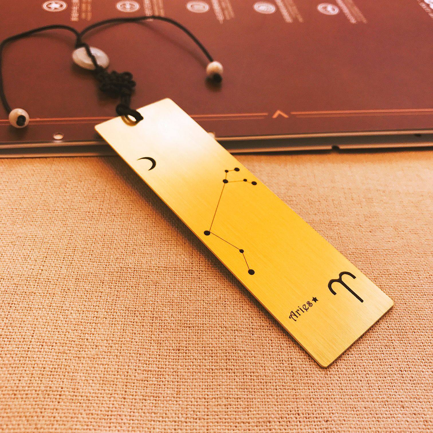 「星座定制」黄铜简洁创意十二星座生肖来图定制刻字礼品情侣书签,文具电教/文化用品/商务用品,书签,淘宝优惠券,粉丝福利购,淘宝优惠卷