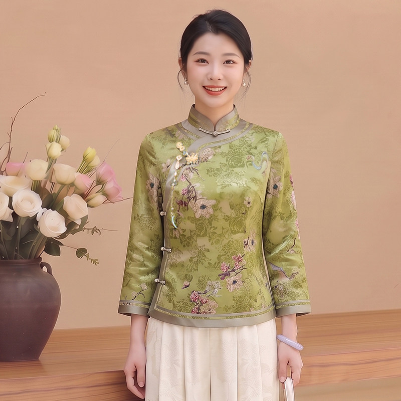 旗袍上衣女夹棉加厚小棉袄