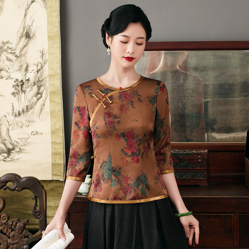 华族经典旗袍上衣改良版修身日常民国风复古女装唐装2025夏季新款