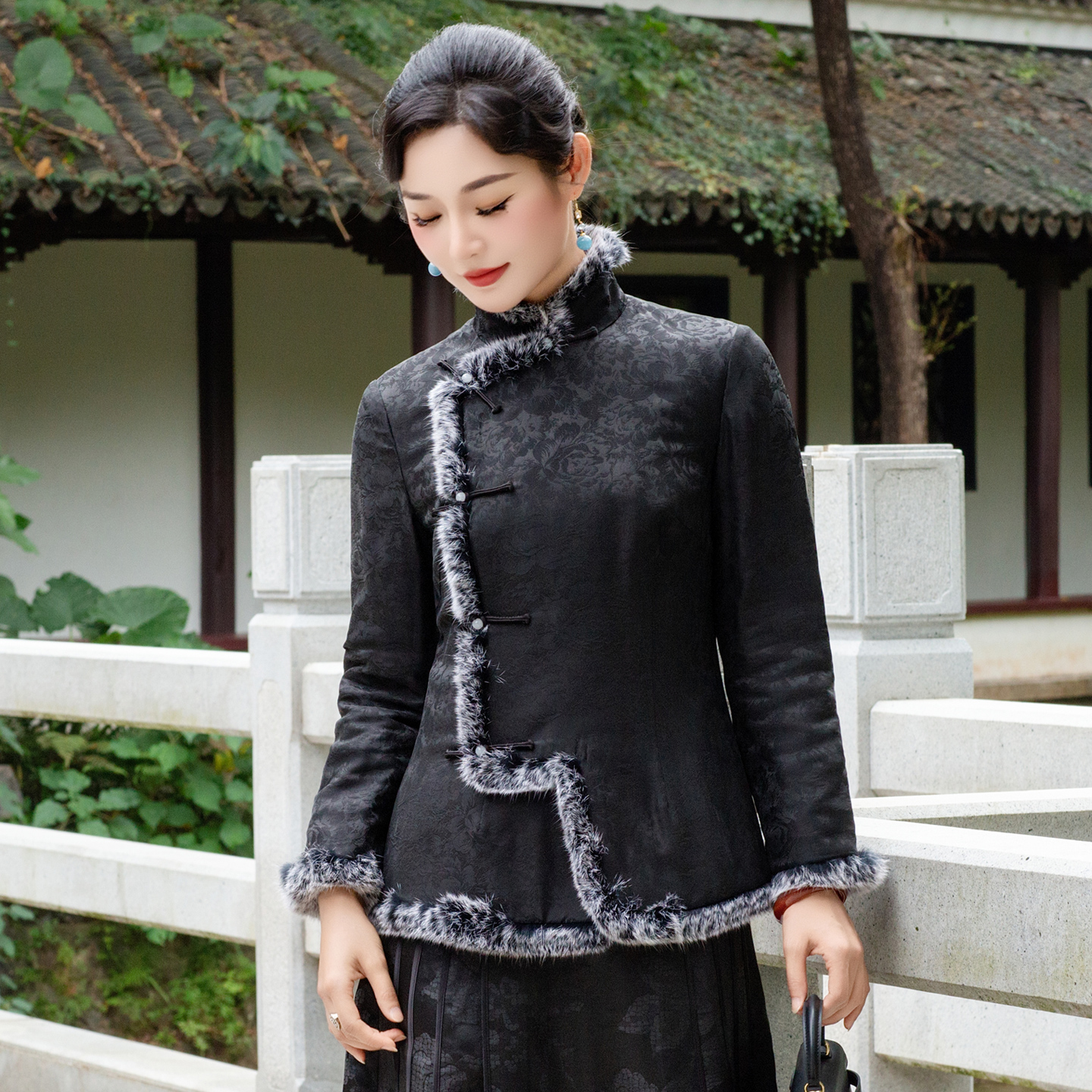 华族经典夹棉旗袍上衣桑蚕丝夹棉