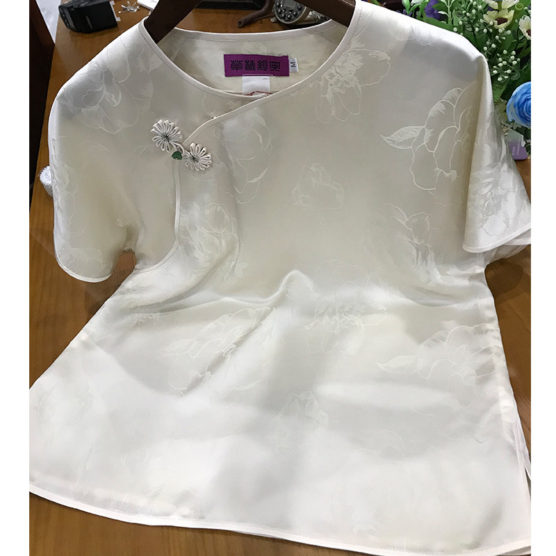 CHINESE CLASSIC TANG COSTUME TOP YUAN RU ACETATE NEW CHINESE TEMPERAMENT IMPROVED ROUND NECK FASHION CHINESE STYLE WOMENS SUMMER