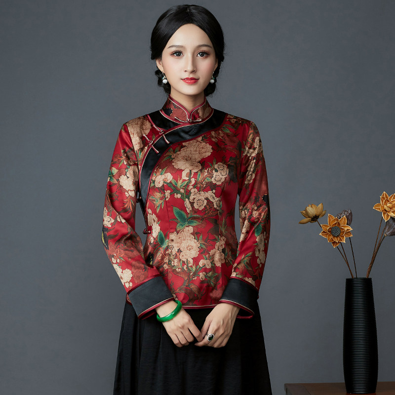 2025秋冬新款中式盘扣上衣女日常复古风汉服茶艺服装女唐装上衣女