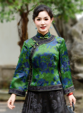 华族经典中式上衣香云纱开襟立领复古优雅气质高端唐装女秋251003