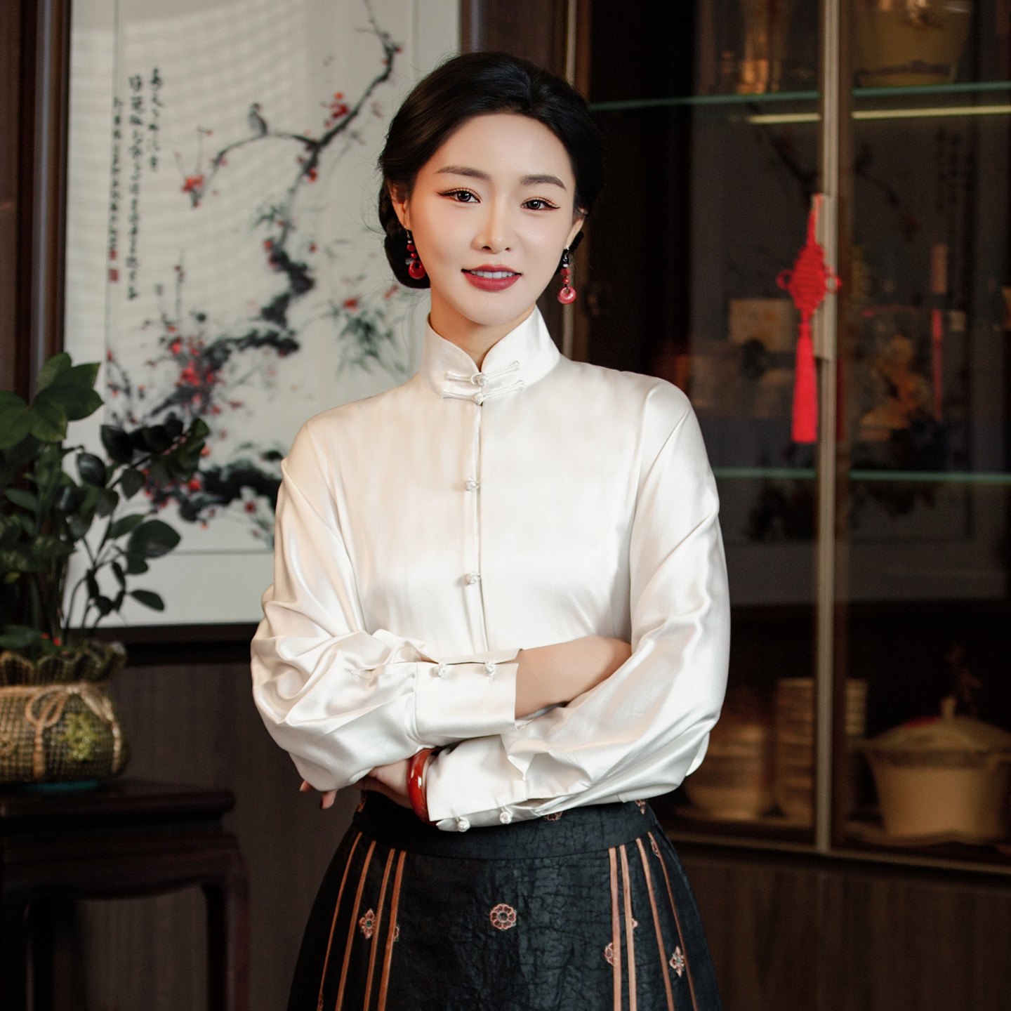 华族经典真丝衬衫女新中式国风优雅百搭气质桑蚕丝唐装上衣250803