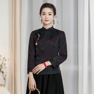 华族经典夹棉加厚旗袍上衣中式复古重工开襟优雅女士唐装秋冬新款