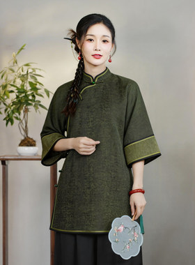 夏季新中式香云纱太太服上衣