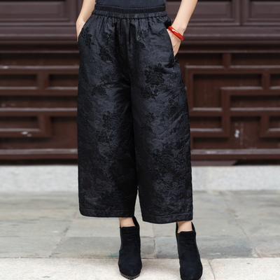 华族经典花苞裤桑蚕丝百搭双面穿显瘦遮肉休闲裤百搭松紧腰250930