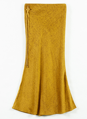 华族经典鱼尾裙真丝香云纱梨型身材遮胯包臀高腰半身长裙250526K