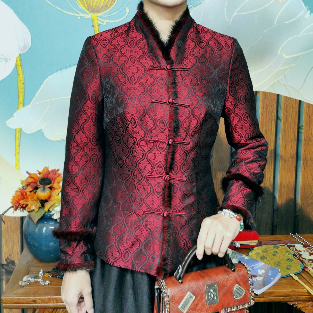 夹棉加厚香云纱唐装改良版女时尚