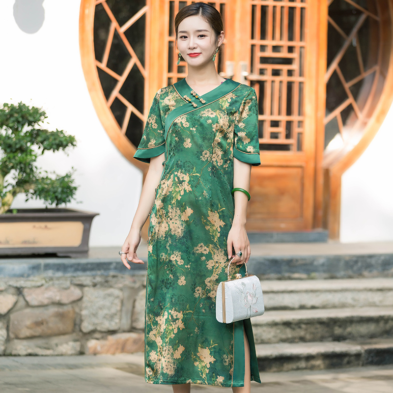 华族经典日常中式开襟改良旗袍