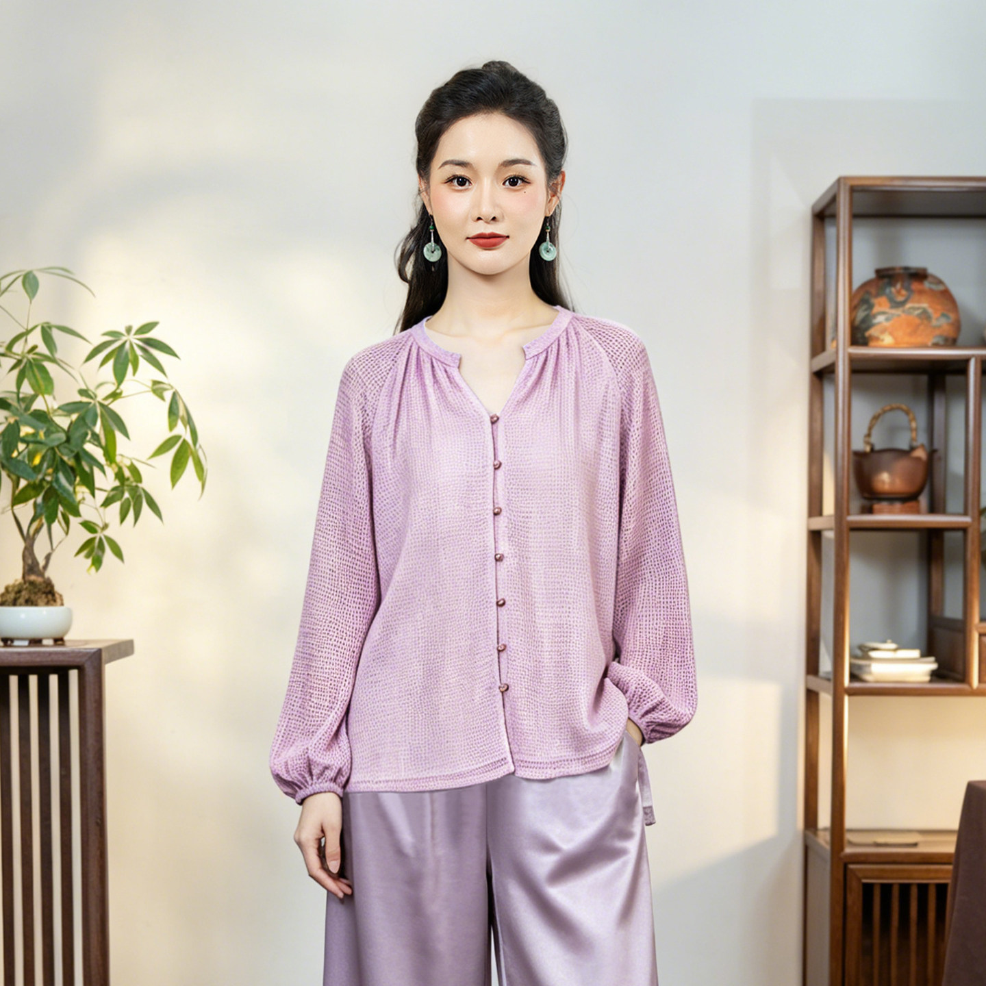 新中式唐装女衬衫宽松百搭减龄