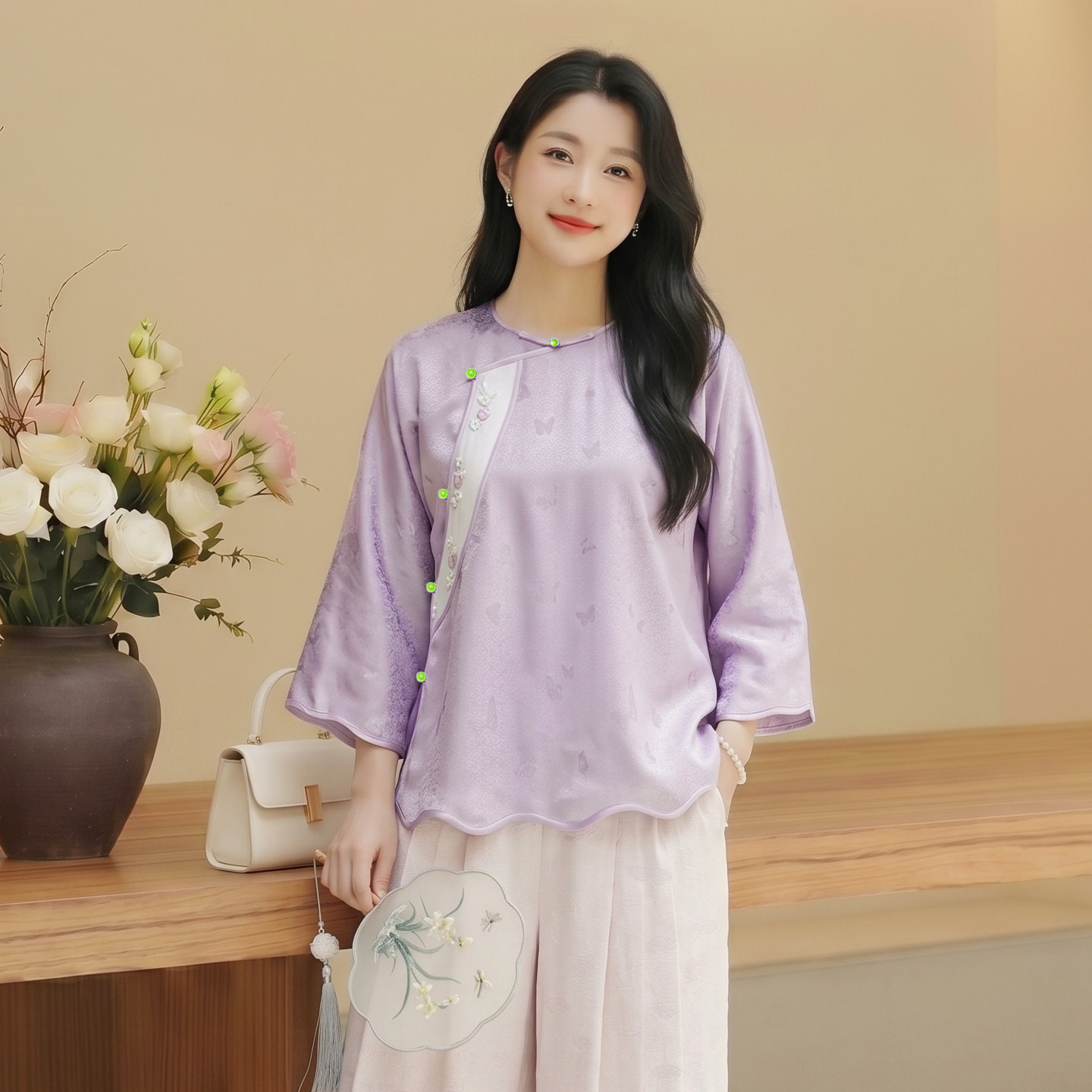 华族经典唐装女桑蚕丝真丝花罗高端绣花复古中国风休闲新中式上衣