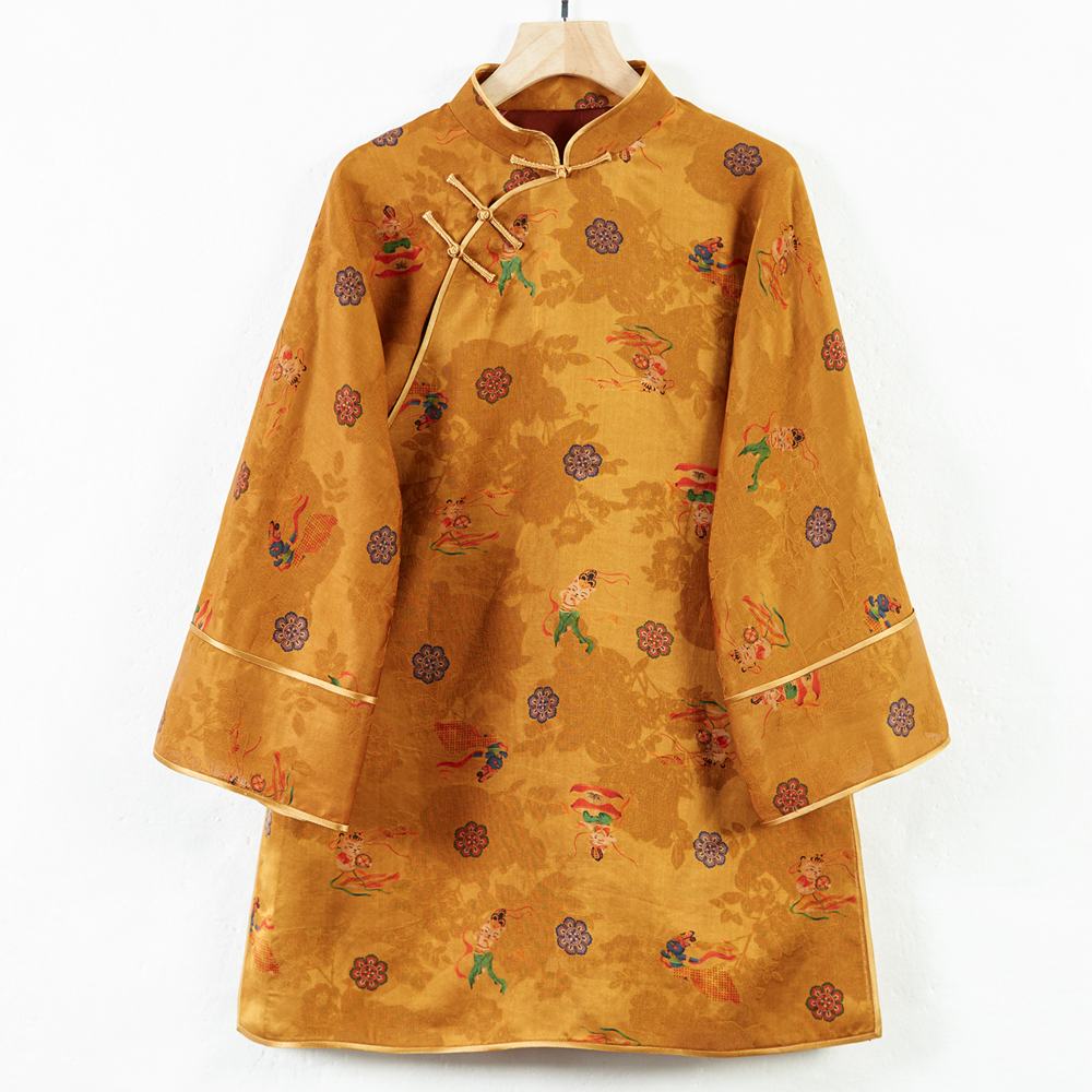 华族经典奥黛上衣中长款中式复古优雅盘扣开襟唐装太太服秋250833