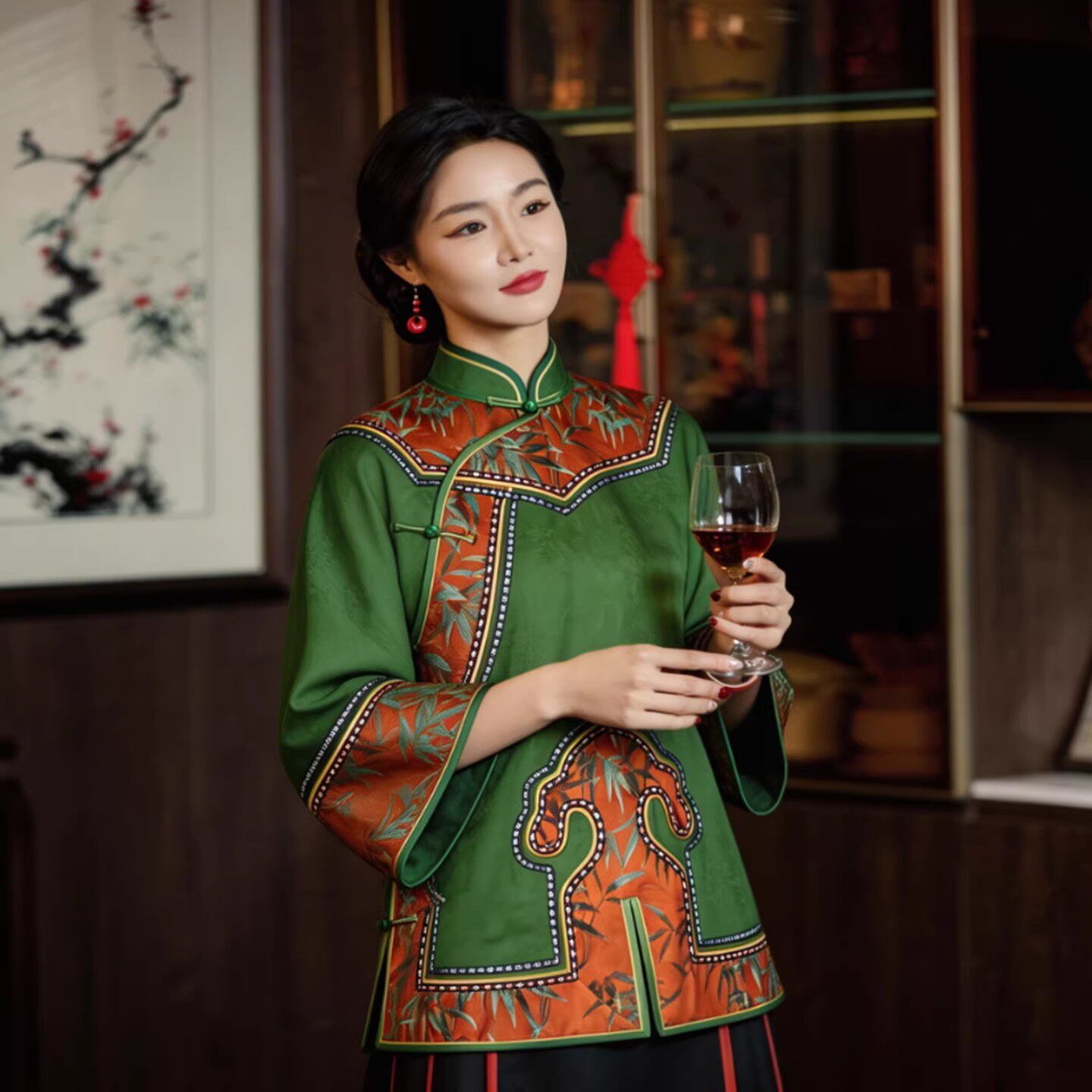 华族经典唐装上衣重工如意红云纱新中式高端国风旗袍版高端女装