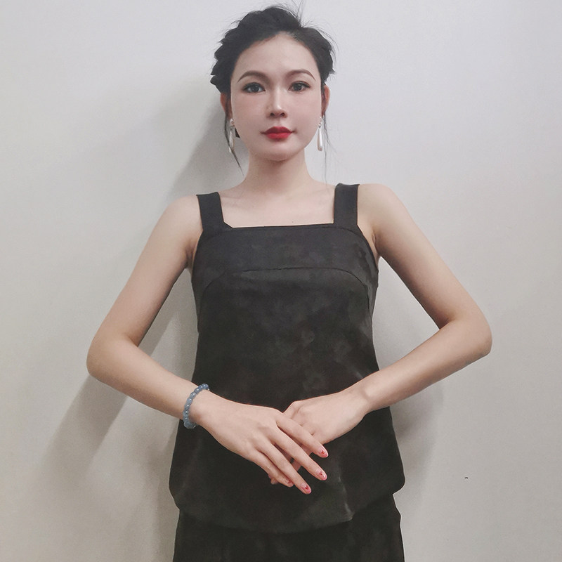 华族经典南乔真丝香云纱亲肤舒适日常显瘦优雅打底吊带背心女