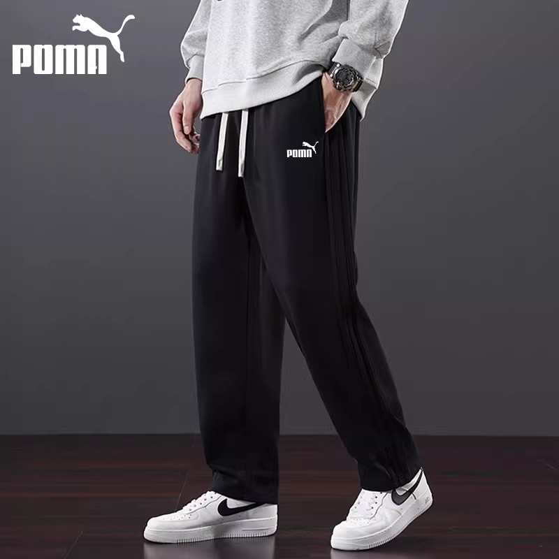 奥特莱斯宽松百搭直筒卫裤春季潮牌休闲运动加绒三条杠长裤子男