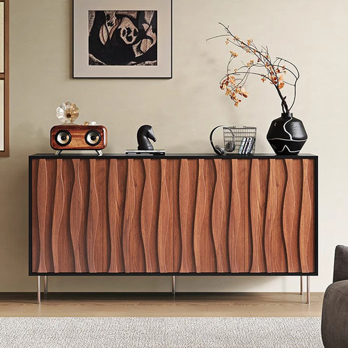 中古风餐边柜靠墙一体胡桃带抽储物柜家用置物柜玄关边柜落地柜