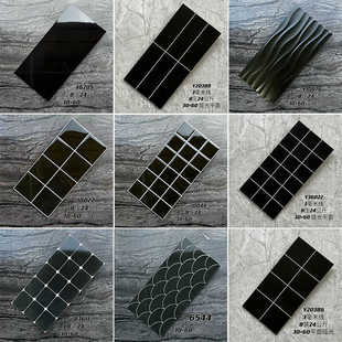 北欧格子瓷砖厨房卫生间墙砖300x600黑色瓷片面包砖民宿餐厅饭店