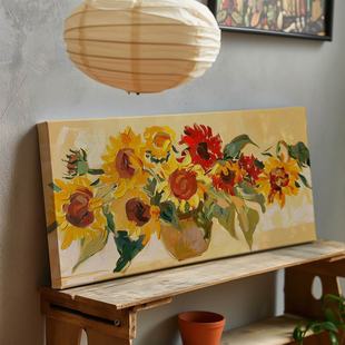 饰画客厅沙发背景墙挂画 简约现代向日葵花卉装 布纸有爱 向阳而生