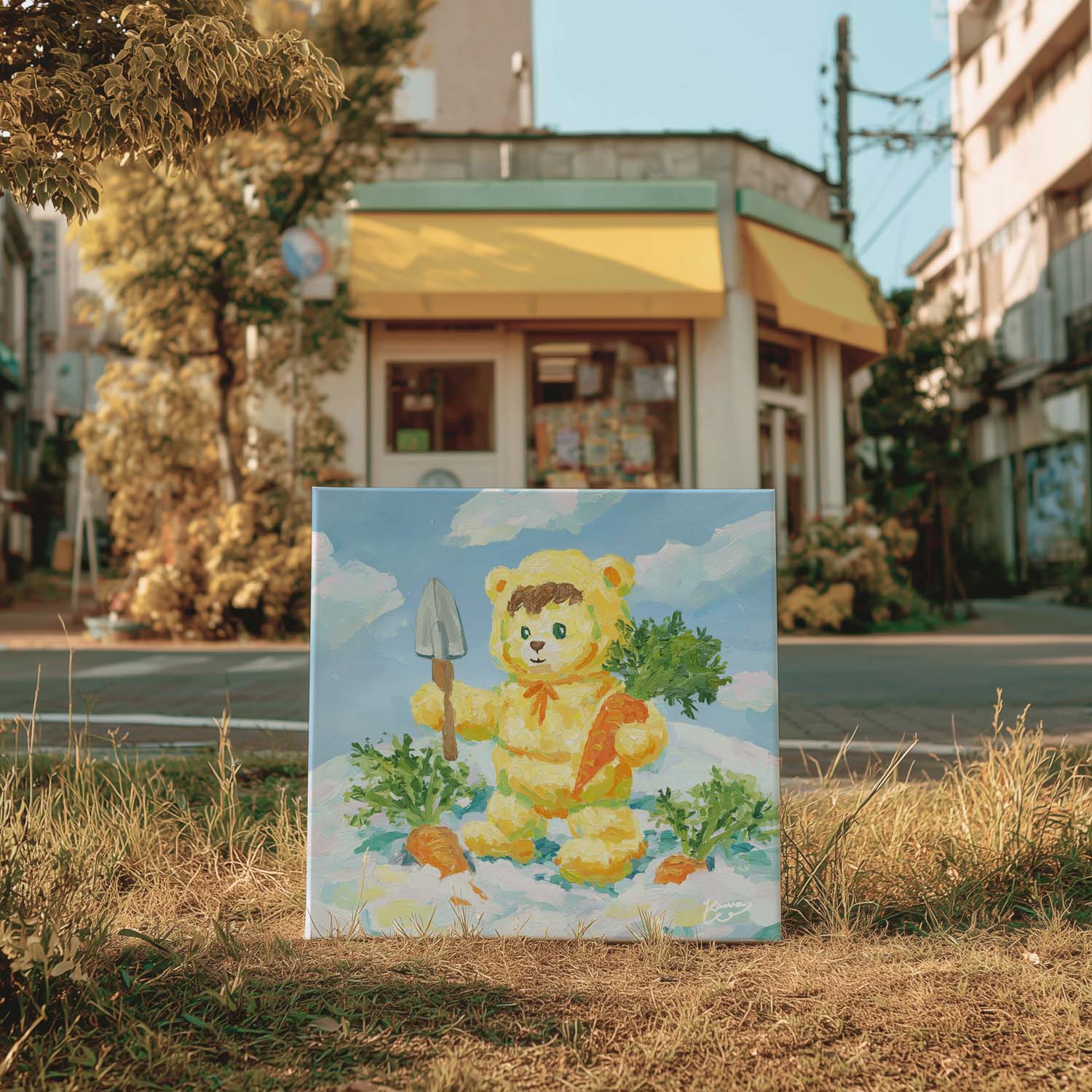 布纸有爱 萝卜熊 原创可爱宠萌装饰画儿童房方形创意艺术单幅挂画图片