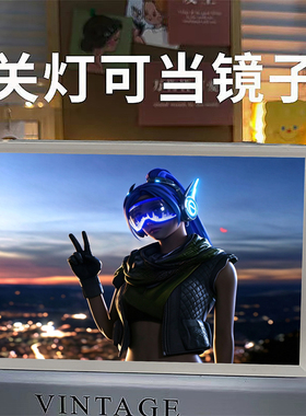 和平精英镜子灯光画吃鸡氛围灯桌面摆件绝地求生小夜灯生日礼物