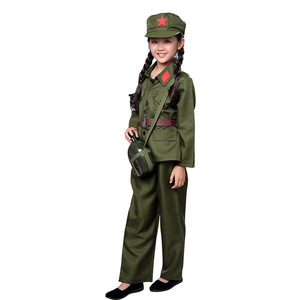 成人儿童小红服演出服八路红卫兵服装抗战解放服男女合唱服