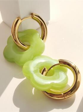 New Stainless Steel Circle Colorful Acrylic Resin Flower