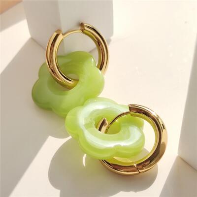 New Stainless Steel Circle Colorful Acrylic Resin Flower
