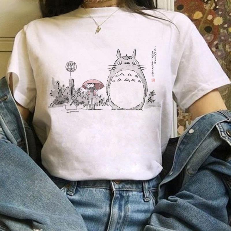 Totoro Studio Ghibli Harajuku Kawaii T Shirt Women Ullzang M-封面